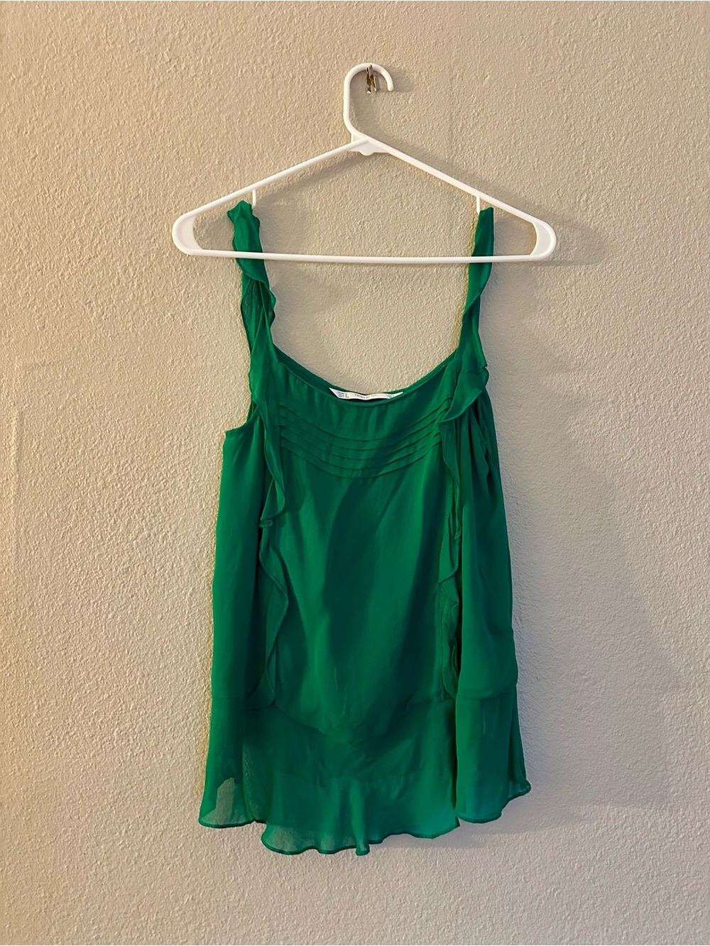 Zara Emerald Green Ruffled Chiffon Camisole
